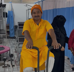 Ultrasound therapy treatment on a patient's knee at Dr. Harish Kumawat Physio Hospital Kuchaman